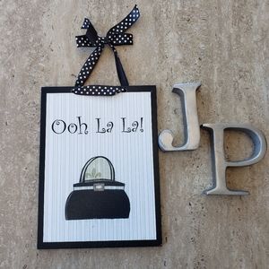 🌺 Purse hand painted wood wall art w/ ribbon